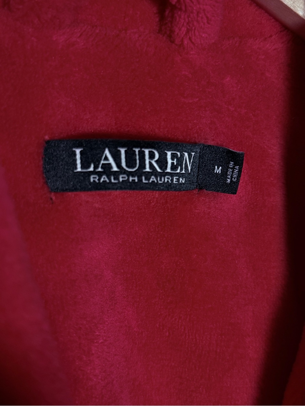 Ralph Lauren Red Plush Wrap Robe with Belt - Picture 2 of 7